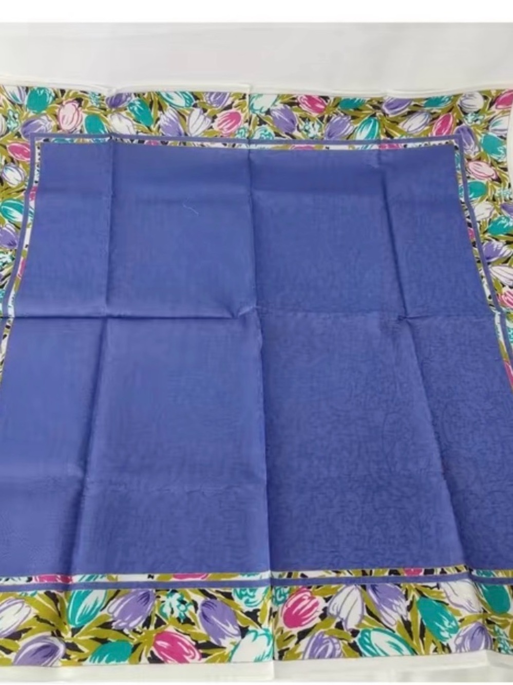 YSL Floral blue scarf